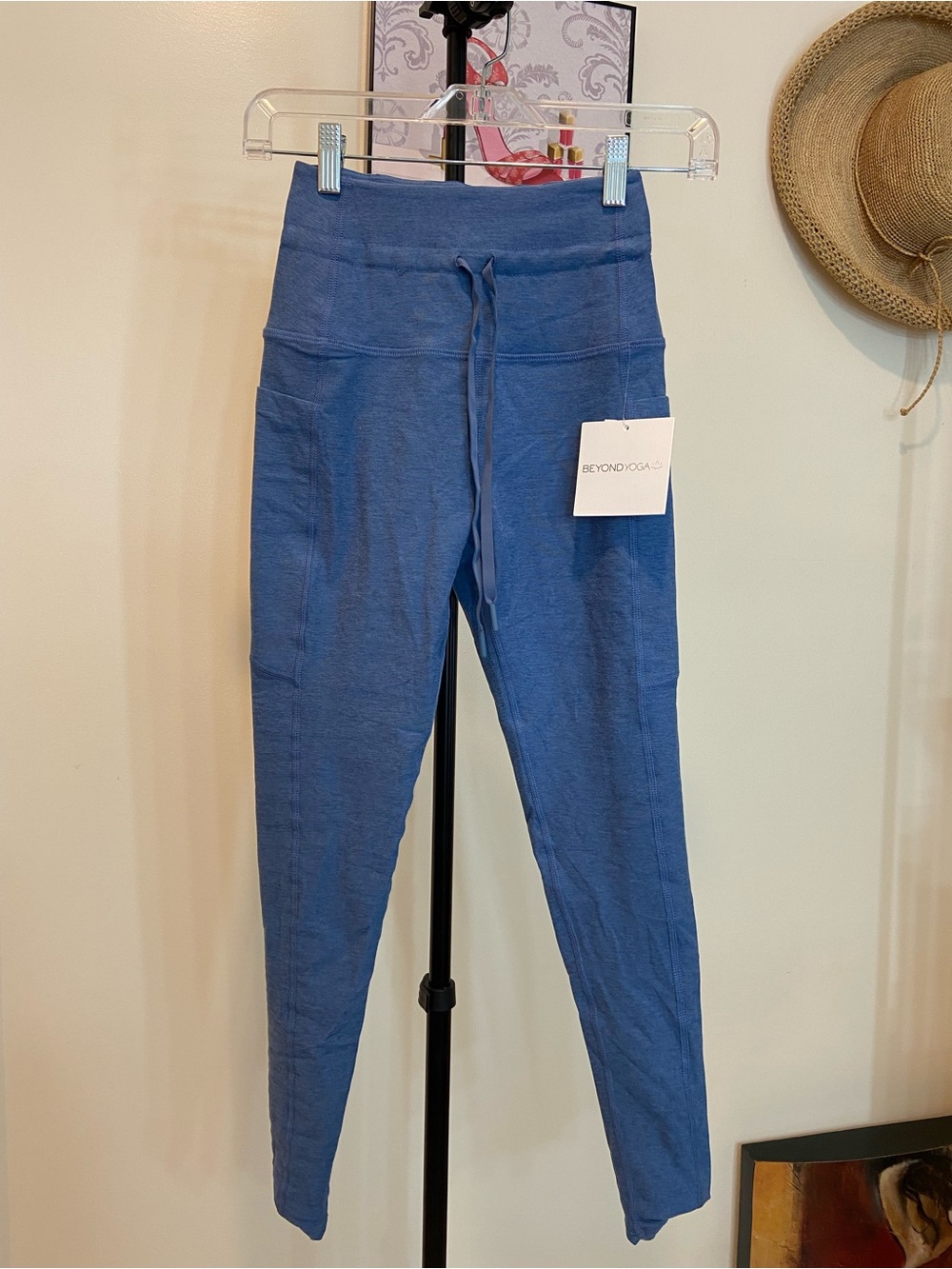 Beyond Yoga Blue Drawstring High-Rise Leggings